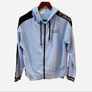 Victoria’s Secret PINK Blue Zip Hoodie Sweatshirt Jacket Athletic XS Oversized